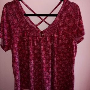 Sweater blouse with criss-cross back